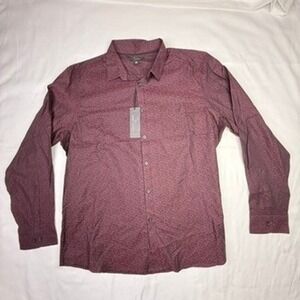 Marc Anthony Mens Burgundy Stretch Slim Fit Button Down Shirt Size XXL